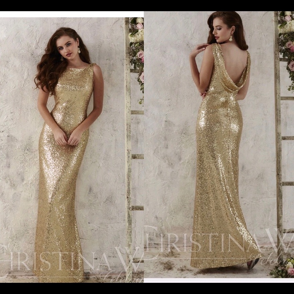 Christina Wu Elegant BLACK Sequin Dress